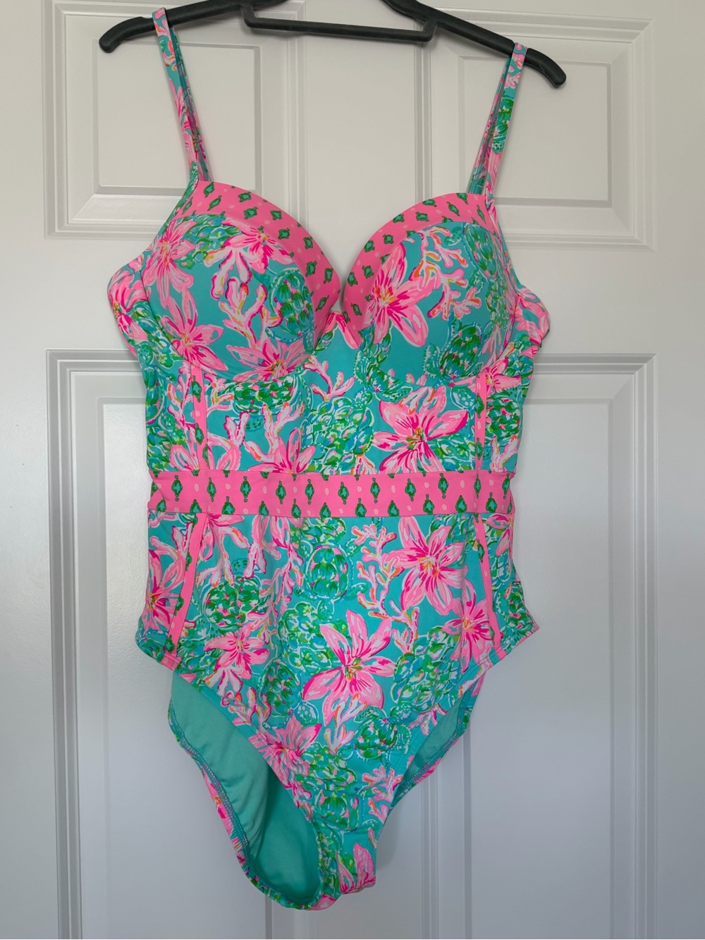 Lilly Pulitzer Palma one piece swimsuit size 14 surf blue oh shellegant